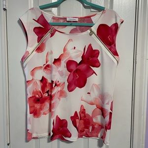 Calvin Klein sleeveless zipper detail blouse.